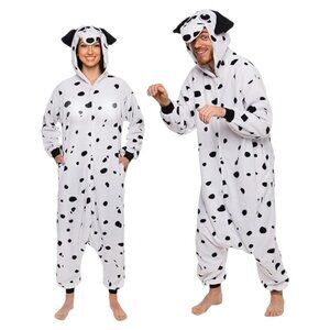 Silver Lilly Funziez Dalmatian Dog One Piece Zip Up Costume Size L Animals PJs
